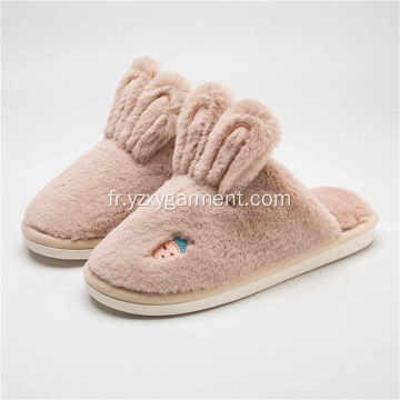 Chaussures roses matelassées en coton avec oreilles